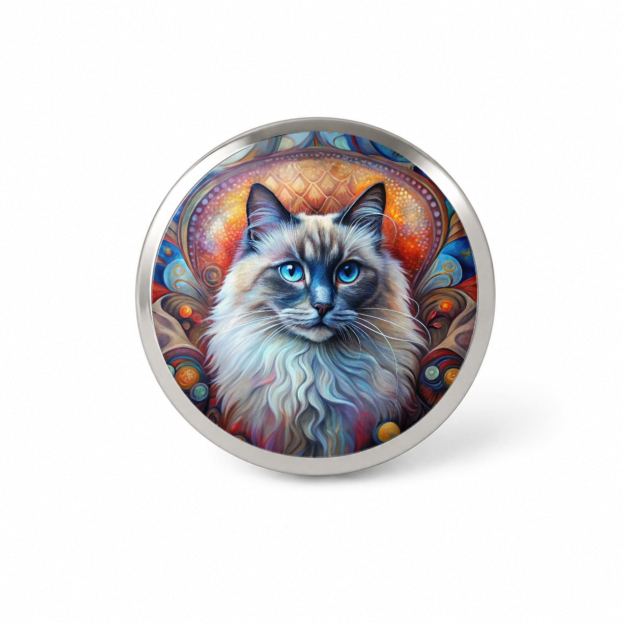 Birman Cat Abstract Art Novelty Hat Backpack Lapel Pin