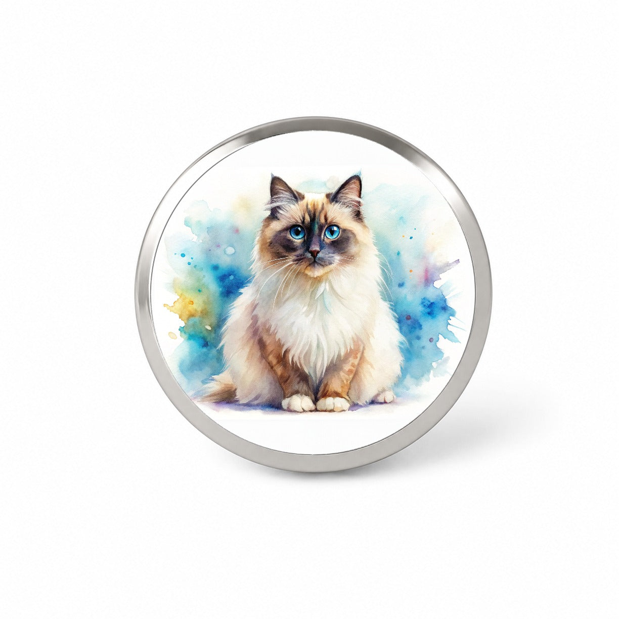 Birman Cat Watercolor Style Novelty Hat Backpack Lapel Pin