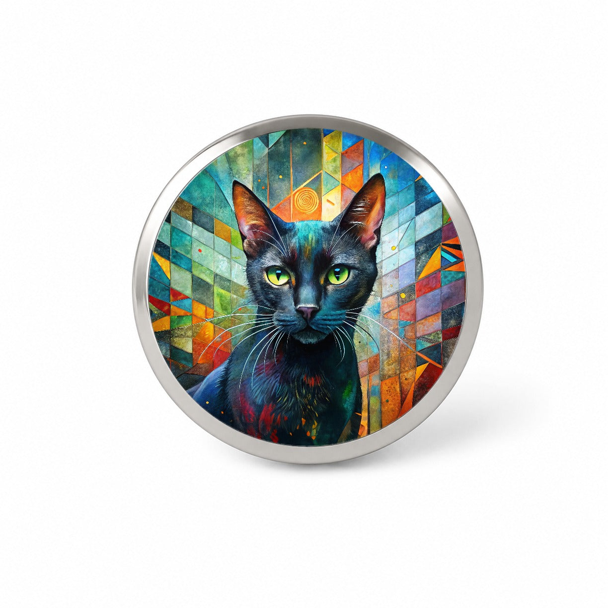 Bombay Black Cat Abstract Art Novelty Hat Backpack Lapel Pin