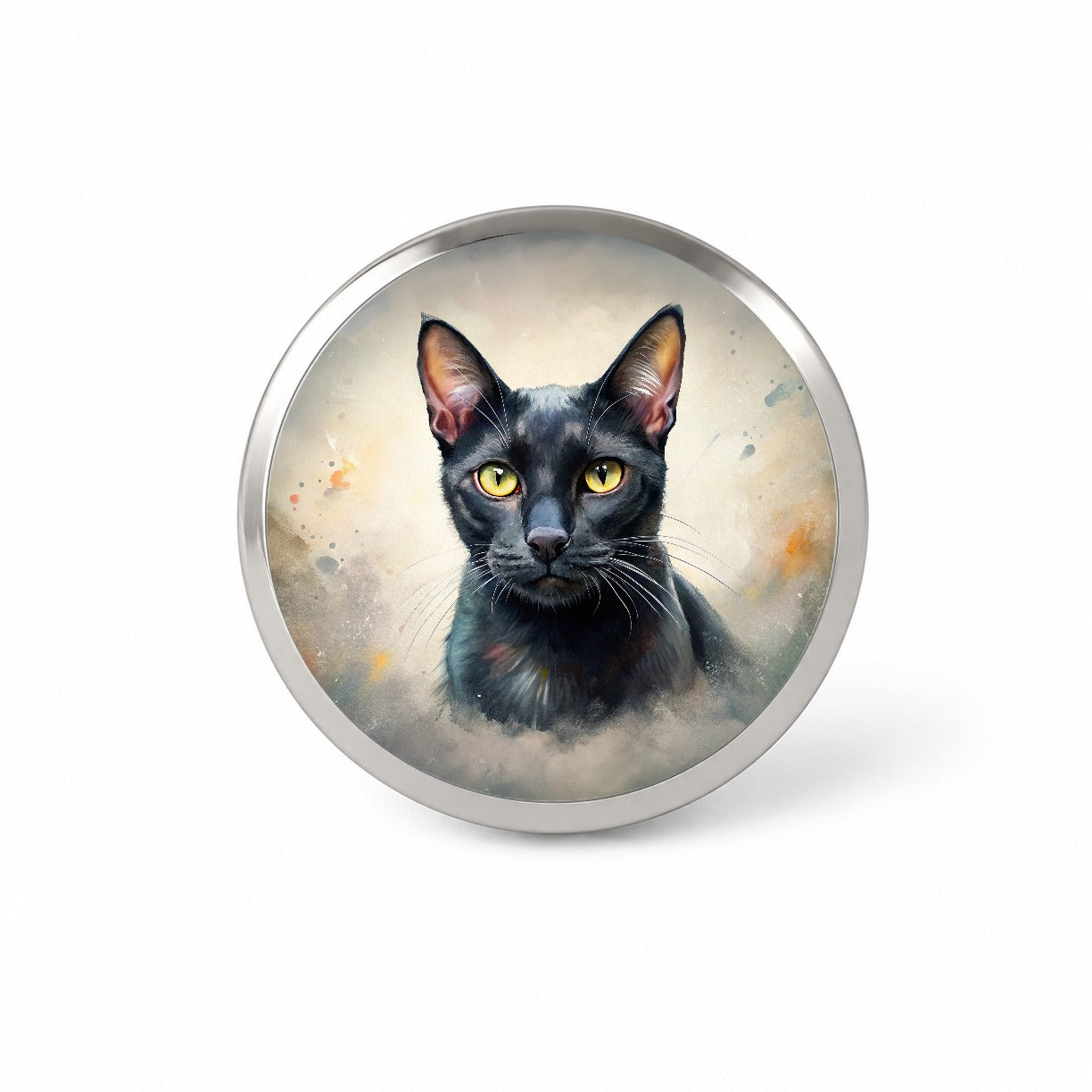 Bombay Black Cat Illustration Novelty Hat Backpack Lapel Pin