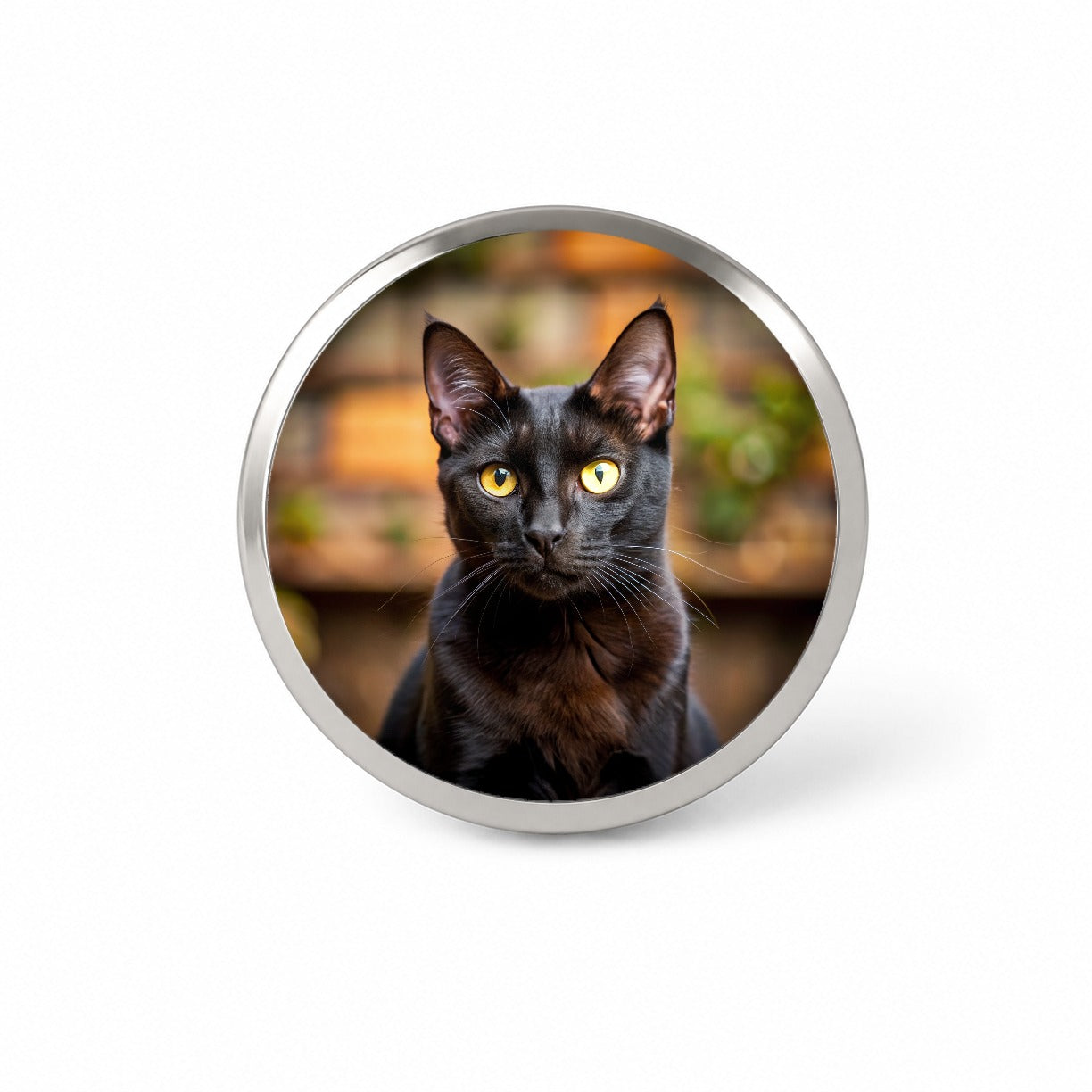Bombay Black Cat Photo Novelty Hat Backpack Lapel Pin