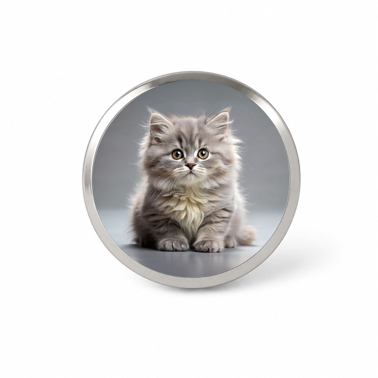 British Longhair Gray Cat Kitten Photo Novelty Hat Backpack Lapel Pin