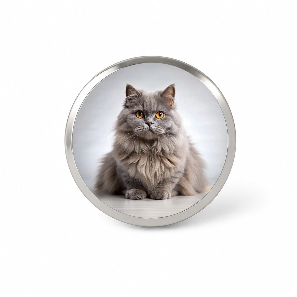 British Longhair Gray Cat Photo Novelty Hat Backpack Lapel Pin