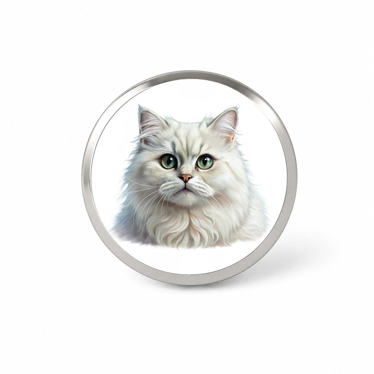 British Longhair White Cat Illustration Novelty Hat Backpack Lapel Pin