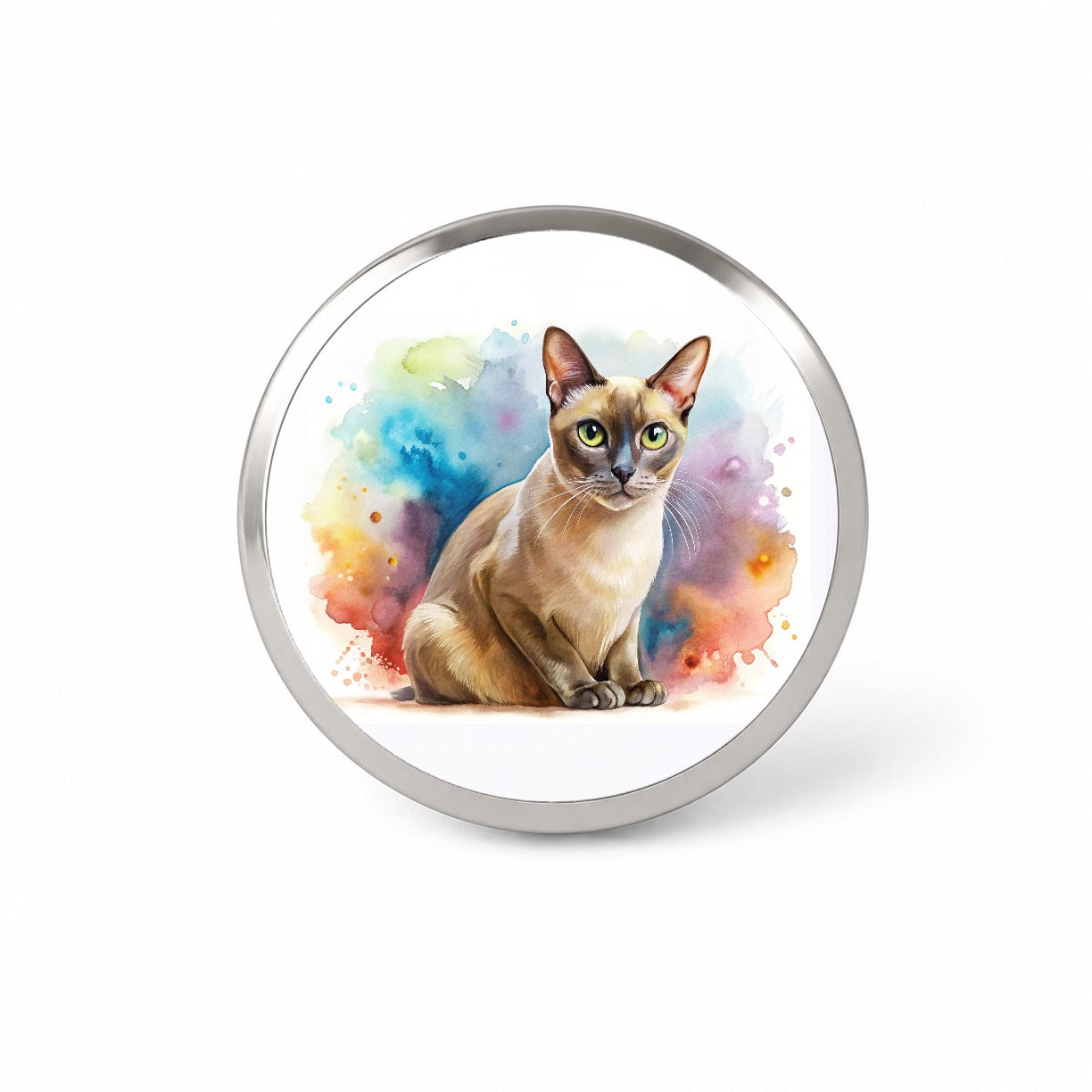 Burmese Cat Watercolor Style Novelty Hat Backpack Lapel Pin