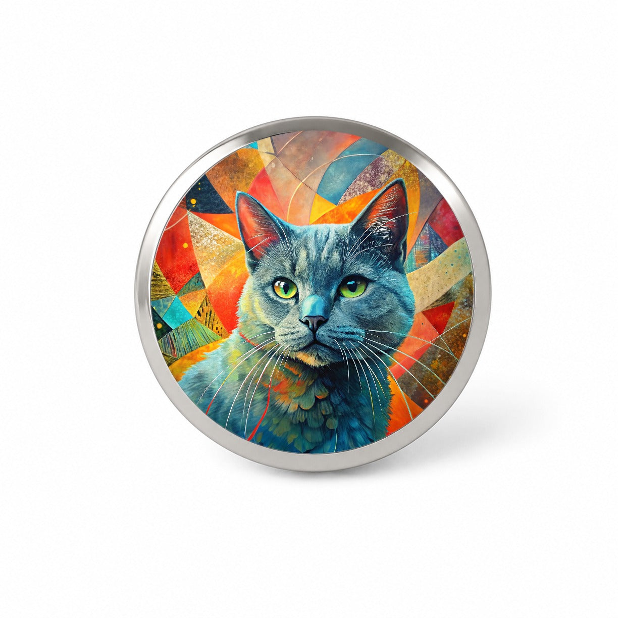 Chartreux Cat Abstract Art Novelty Hat Backpack Lapel Pin