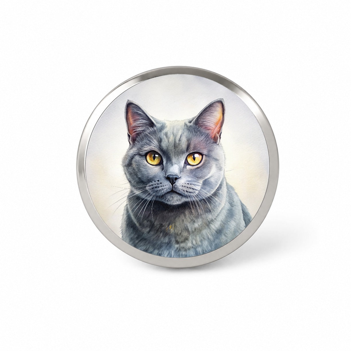 Chartreux Cat Illustration Novelty Hat Backpack Lapel Pin