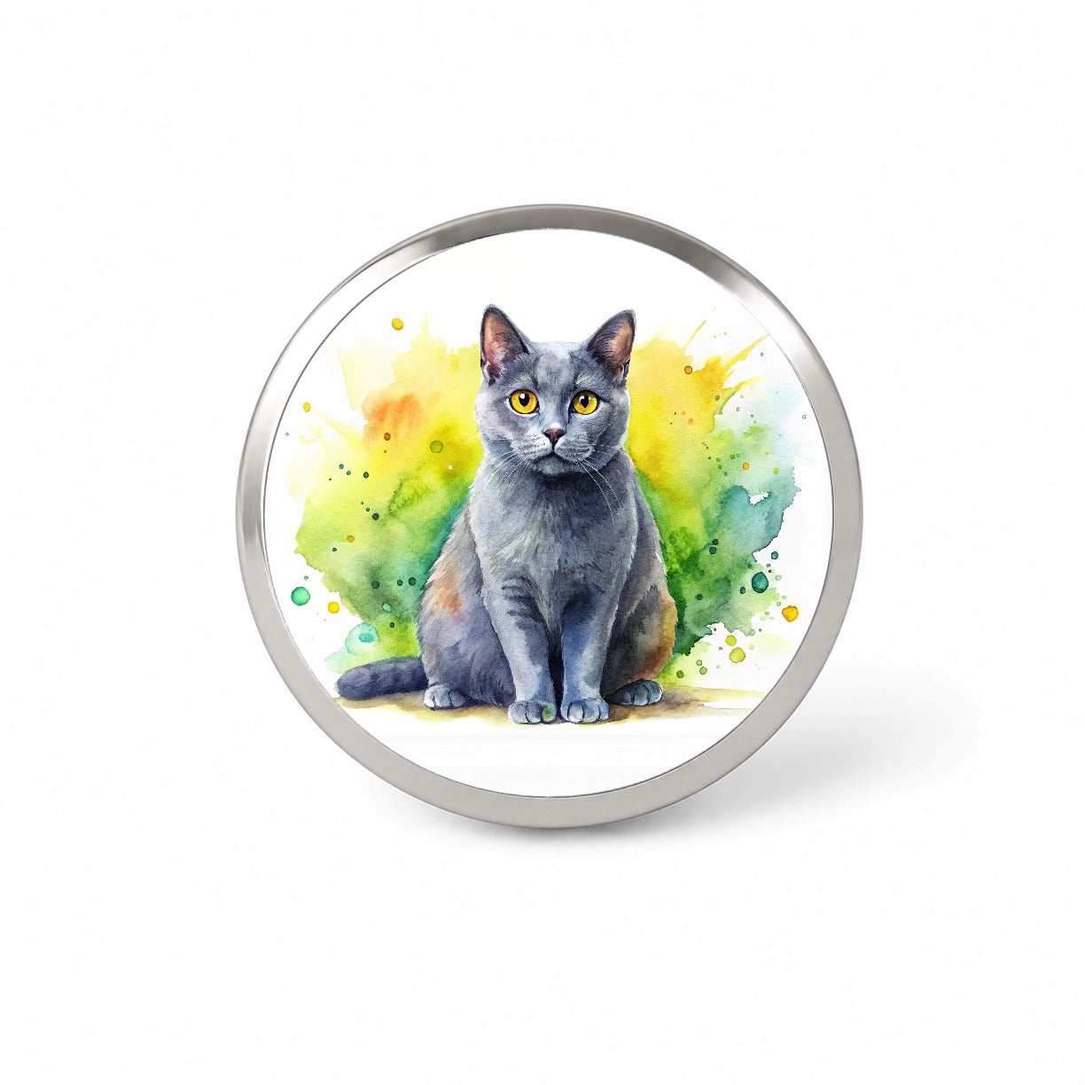 Chartreux Cat Watercolor Style Novelty Hat Backpack Lapel Pin