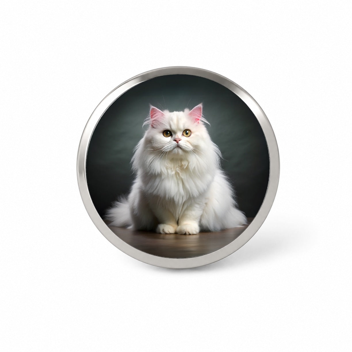 Classic Persian White Cat Photo Novelty Hat Backpack Lapel Pin