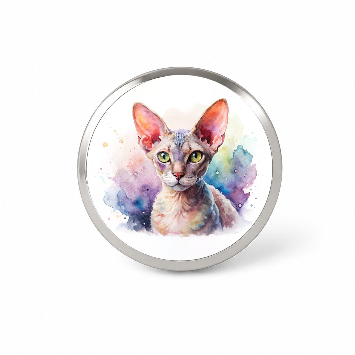 Devon Rex Cat Watercolor Style Novelty Hat Backpack Lapel Pin