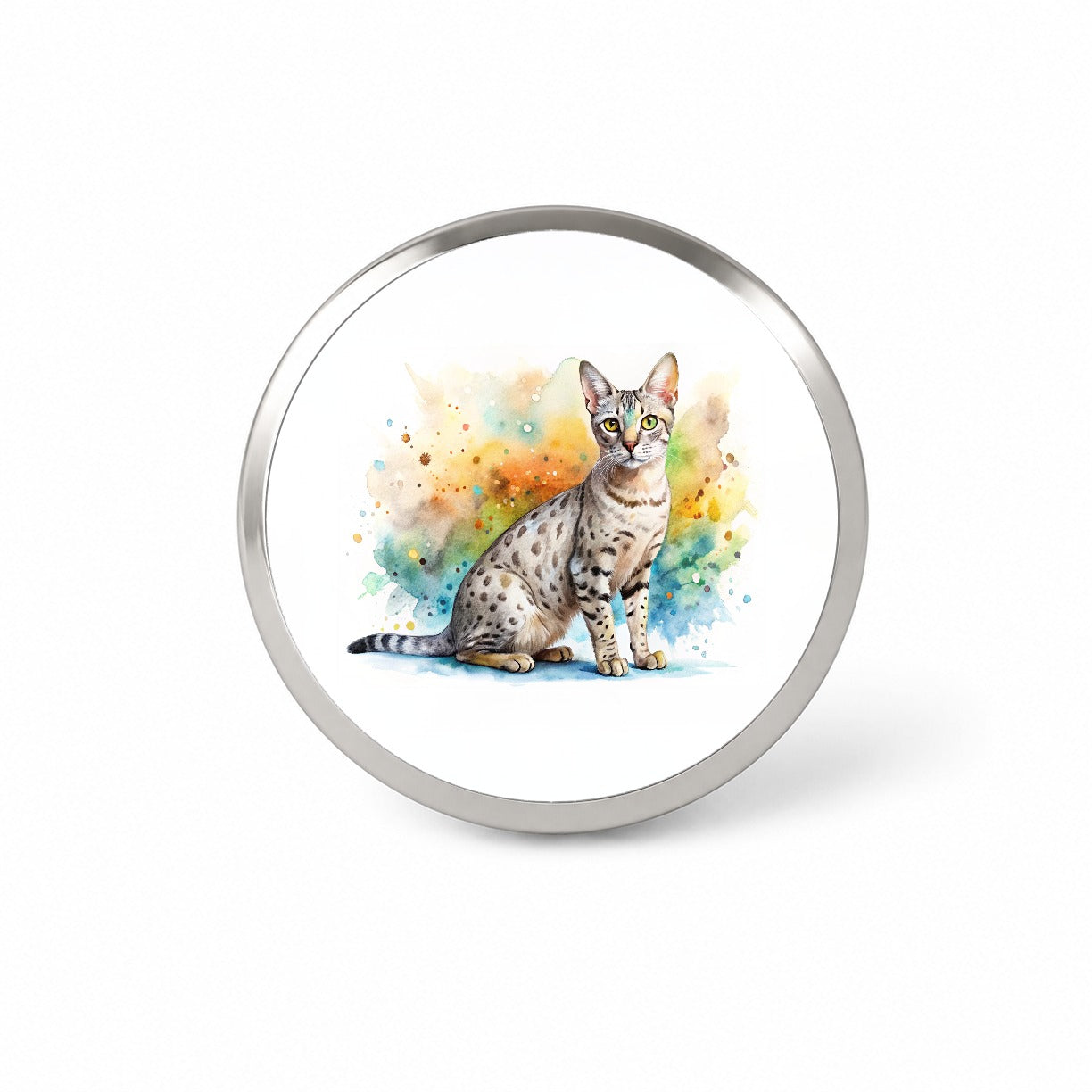 Egyptian Mau Cat Watercolor Style Novelty Hat Backpack Lapel Pin