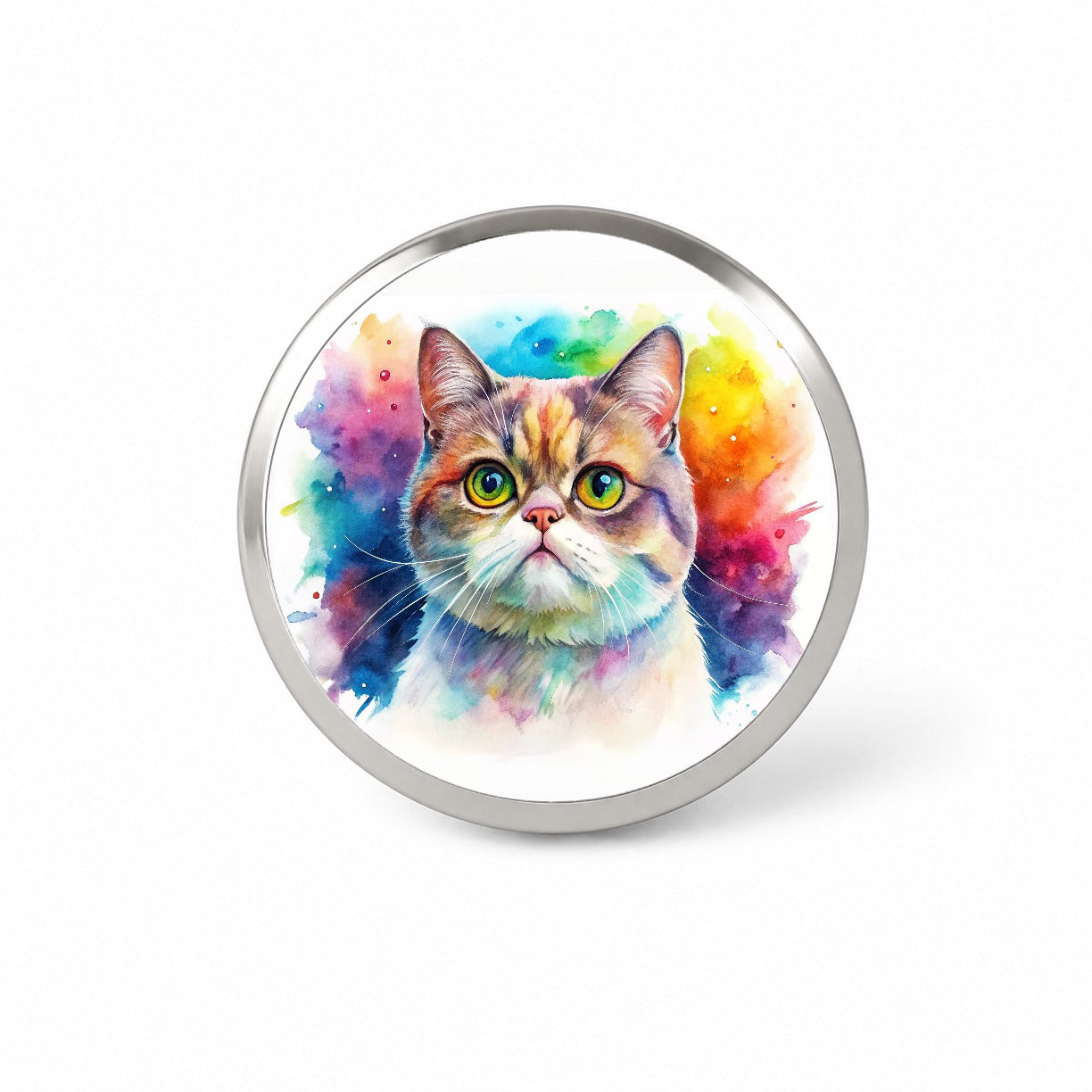 Exotic Shorthair Cat Watercolor Style Novelty Hat Backpack Lapel Pin