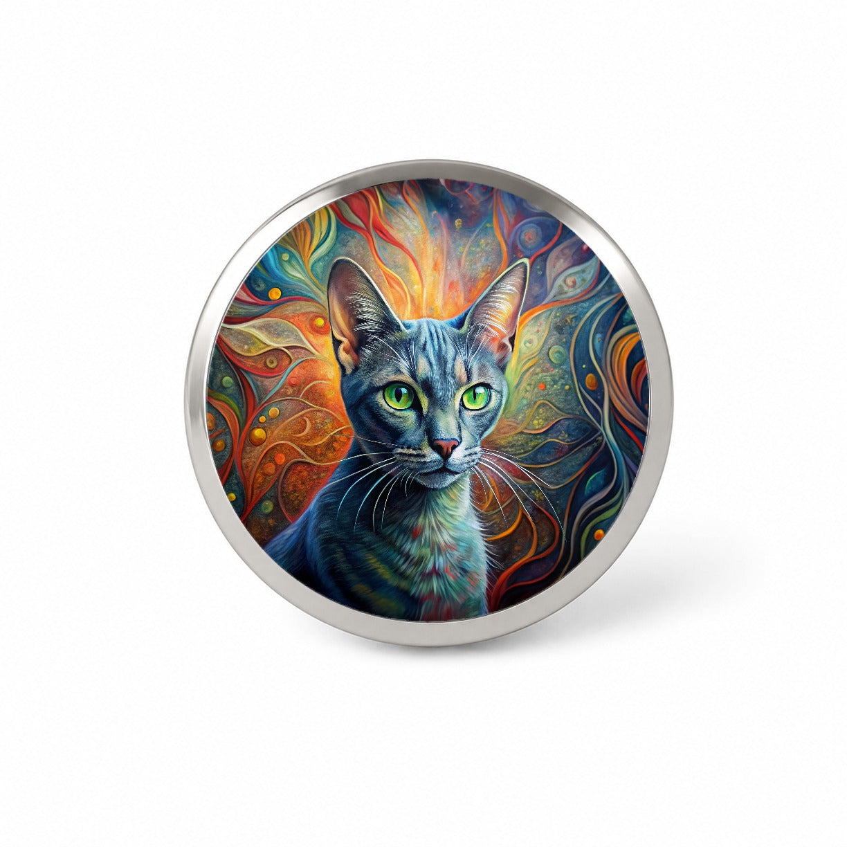 Korat Cat Abstract Art Novelty Hat Backpack Lapel Pin