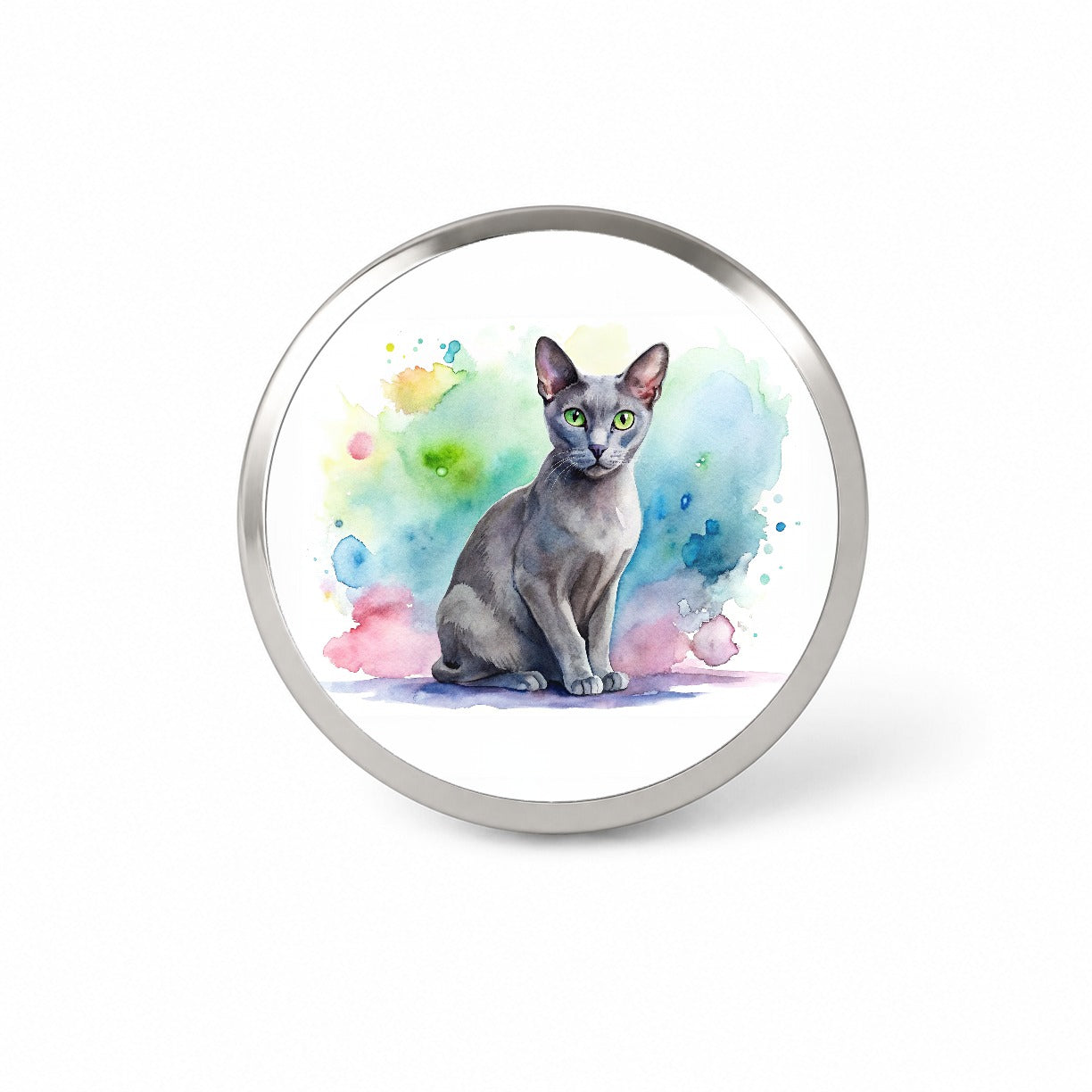 Korat Cat Watercolor Style Novelty Hat Backpack Lapel Pin