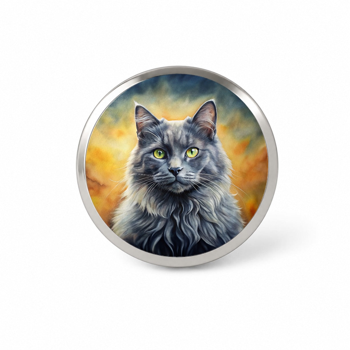 Nebelung Cat Illustration Novelty Hat Backpack Lapel Pin