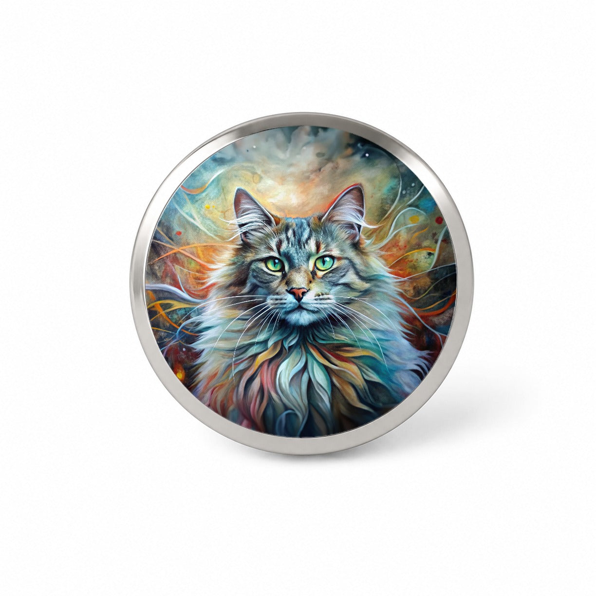 Norwegian Forest Cat Abstract Art Novelty Hat Backpack Lapel Pin