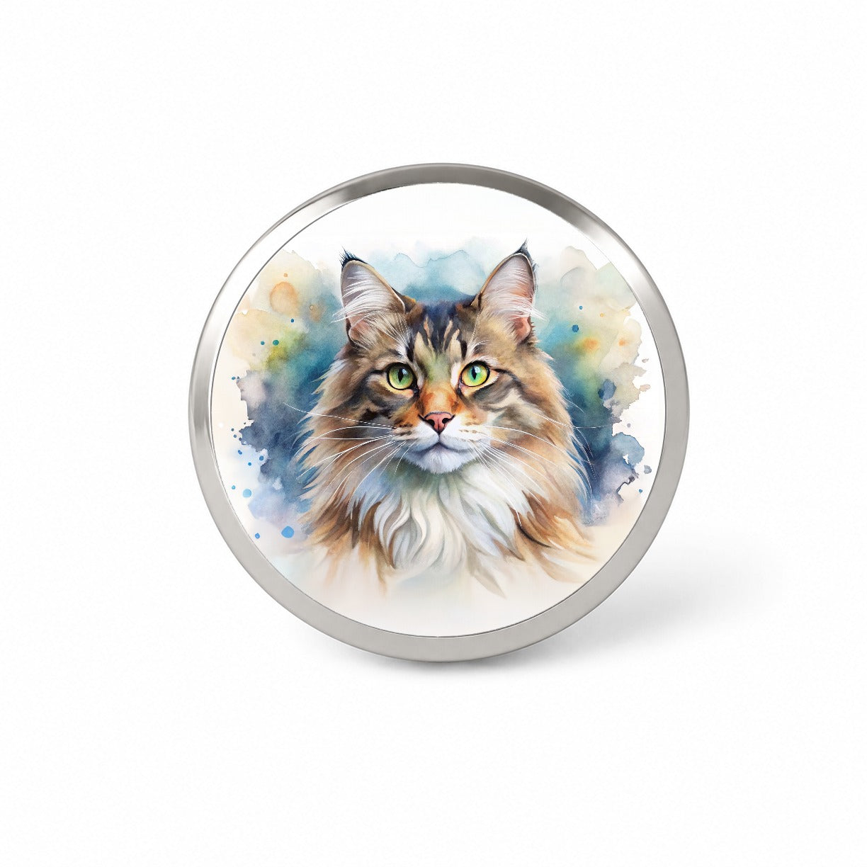 Norwegian Forest Cat Watercolor Style Novelty Hat Backpack Lapel Pin