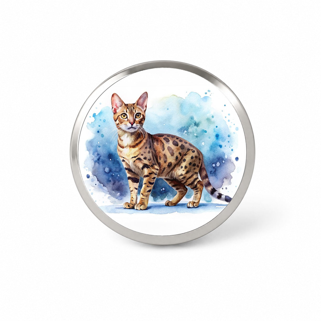 Ocicat Cat Watercolor Style Novelty Hat Backpack Lapel Pin
