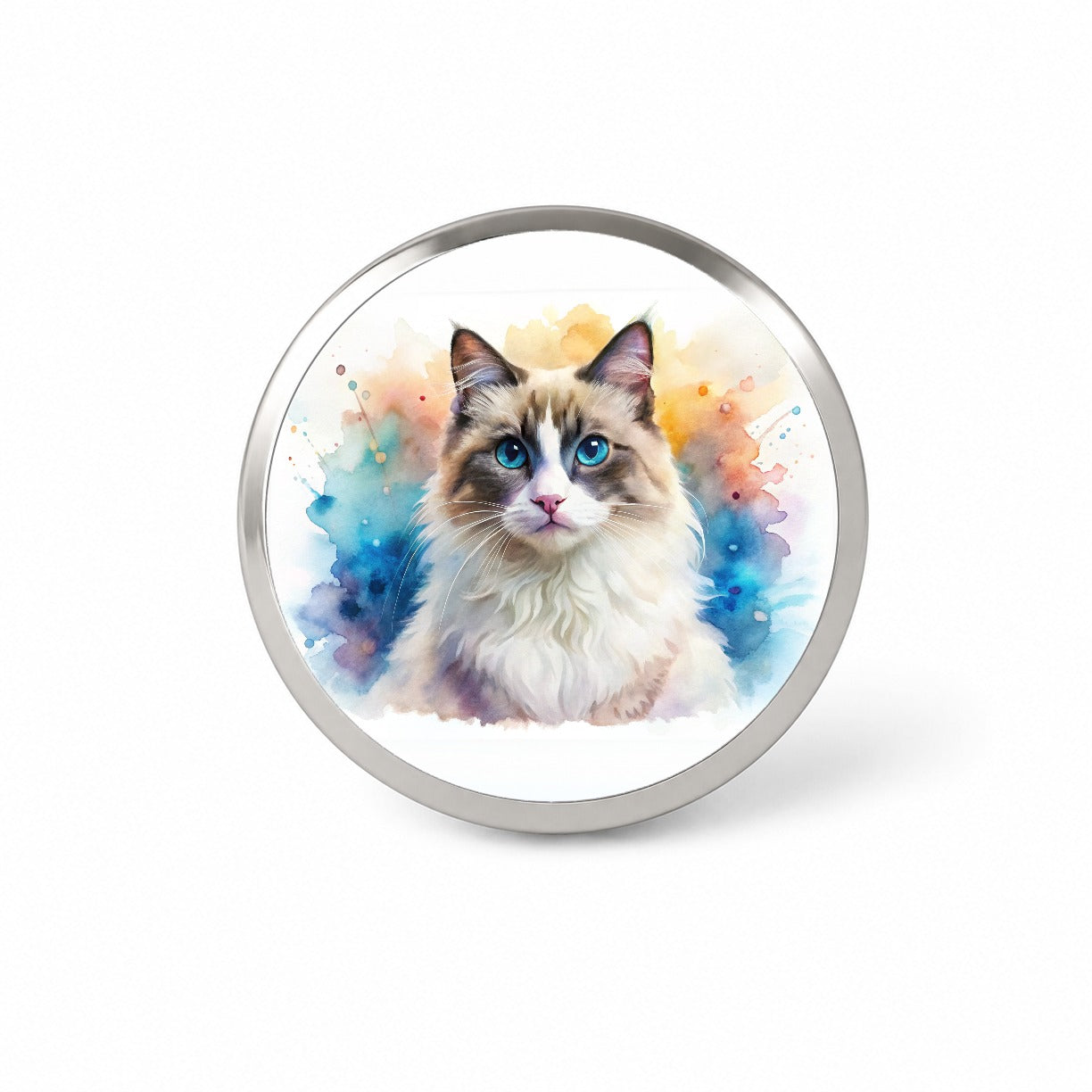 Ragdoll Cat Watercolor Style Novelty Hat Backpack Lapel Pin