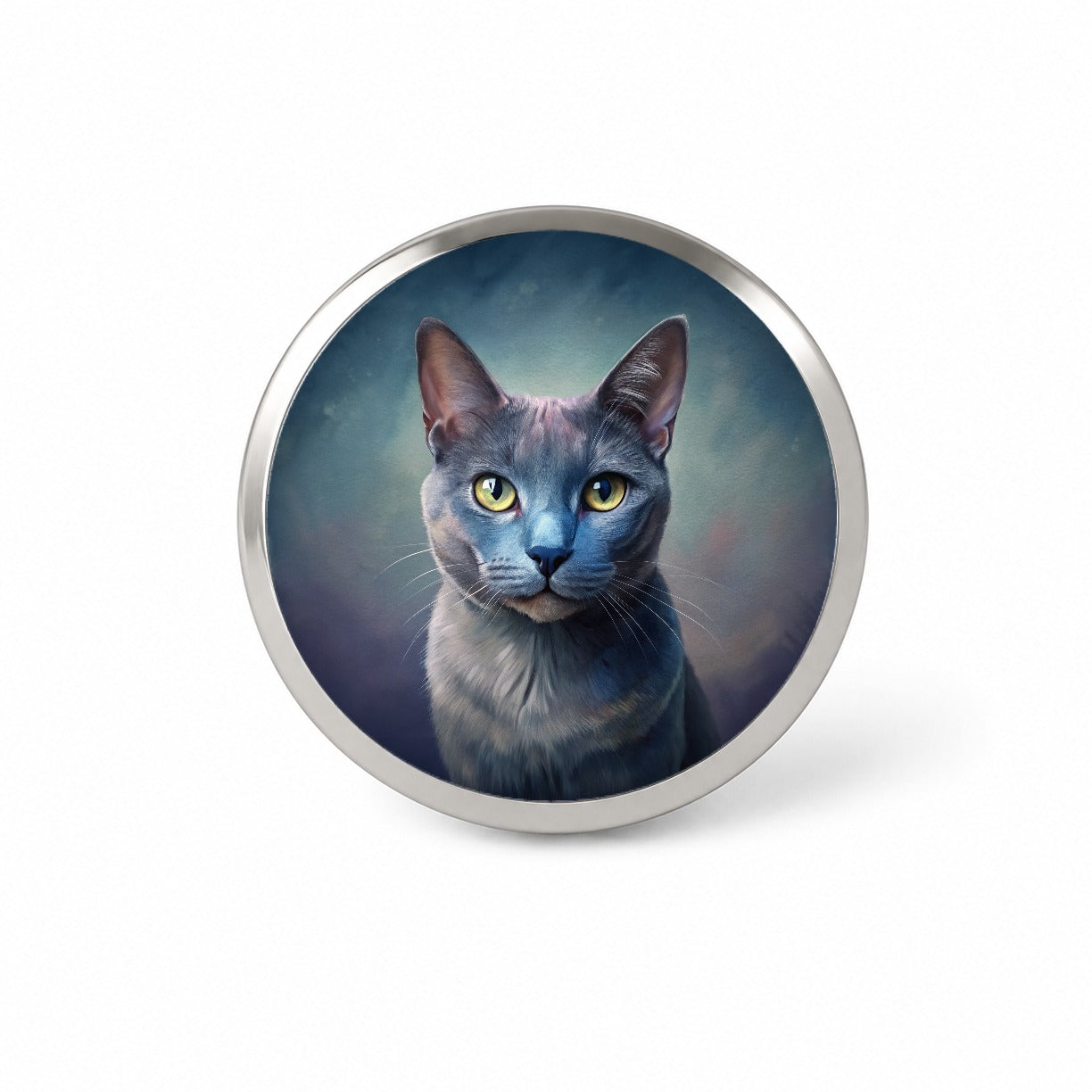 Russian Blue Cat Illustration Novelty Hat Backpack Lapel Pin