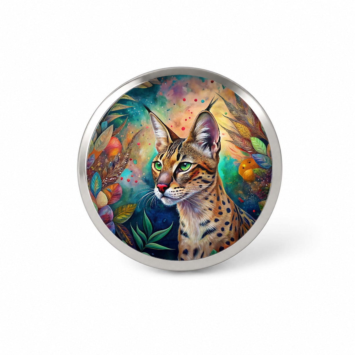Savannah Cat Abstract Art Novelty Hat Backpack Lapel Pin
