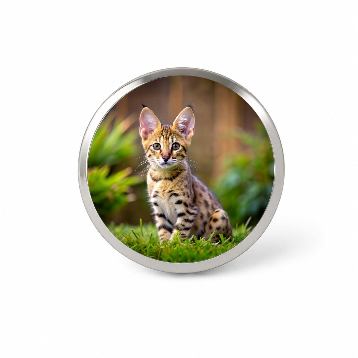 Savannah Cat Kitten Photo Novelty Hat Backpack Lapel Pin