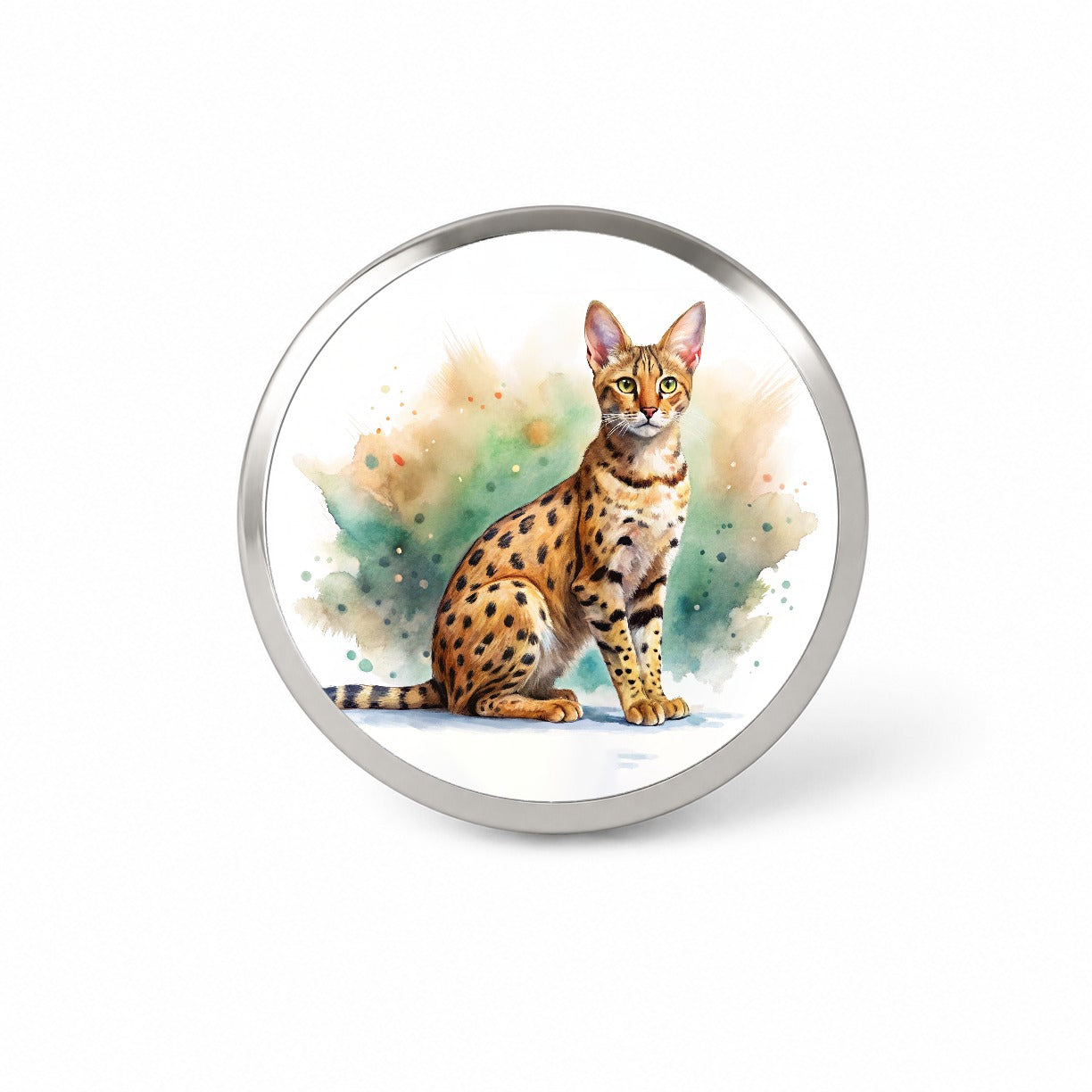 Savannah Cat Watercolor Style Novelty Hat Backpack Lapel Pin