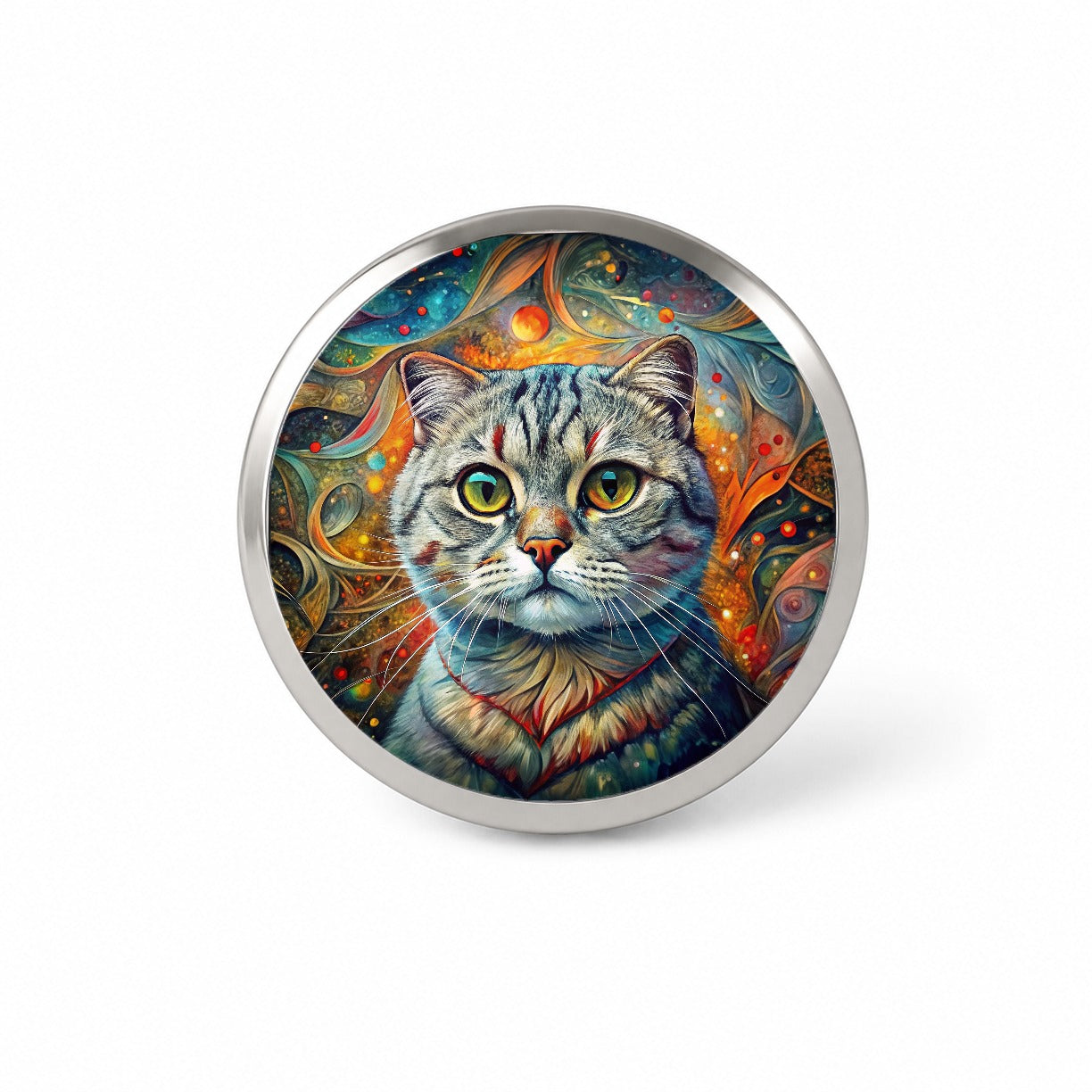 Scottish Fold Cat Abstract Art Novelty Hat Backpack Lapel Pin