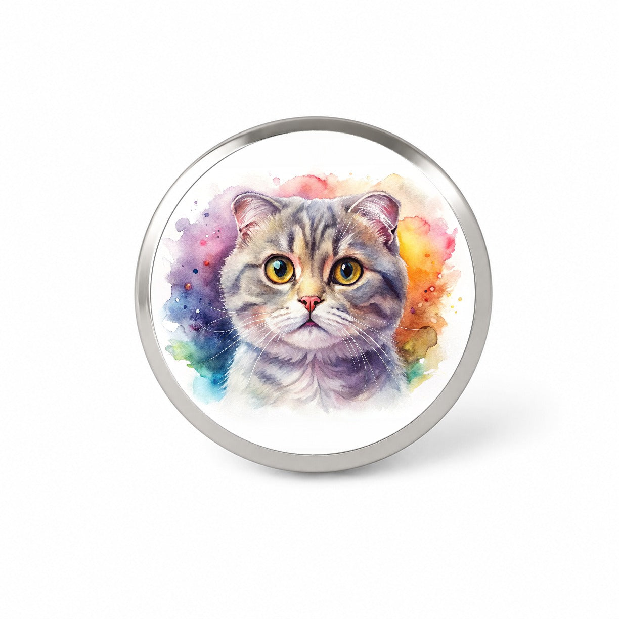 Scottish Fold Cat Watercolor Style Novelty Hat Backpack Lapel Pin