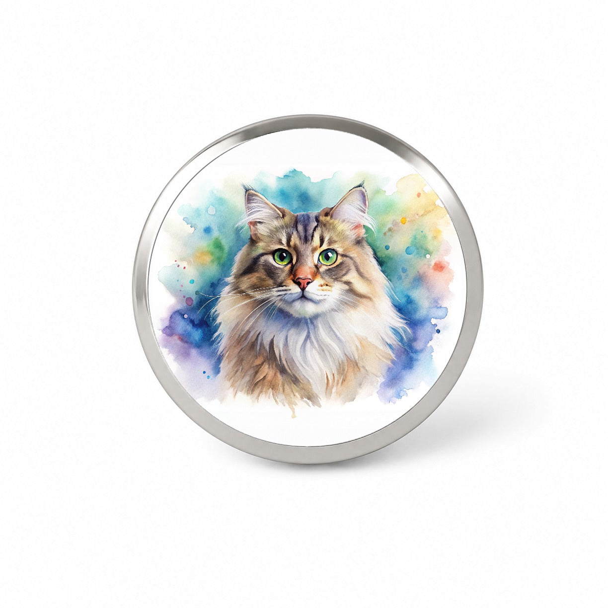 Siberian Cat Watercolor Style Novelty Hat Backpack Lapel Pin