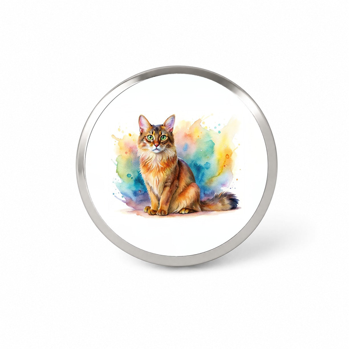 Somali Cat Watercolor Style Novelty Hat Backpack Lapel Pin