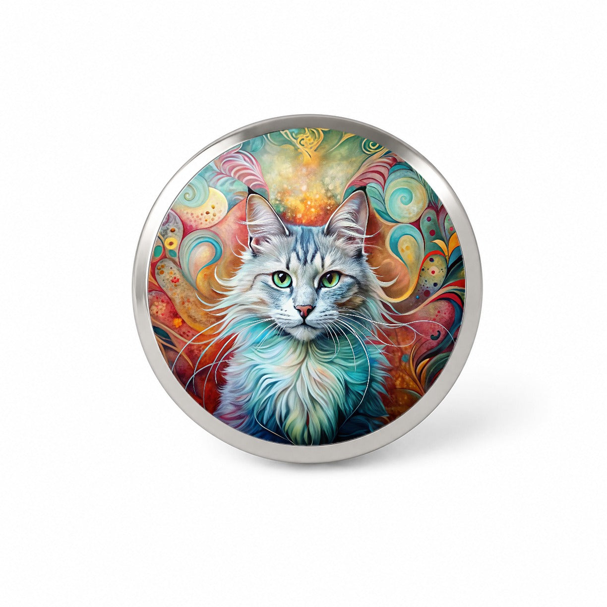 Turkish Angora Cat Abstract Art Novelty Hat Backpack Lapel Pin