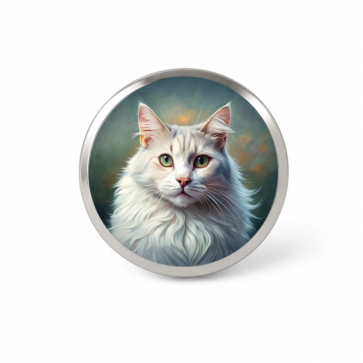 Turkish Angora Cat Illustration Novelty Hat Backpack Lapel Pin