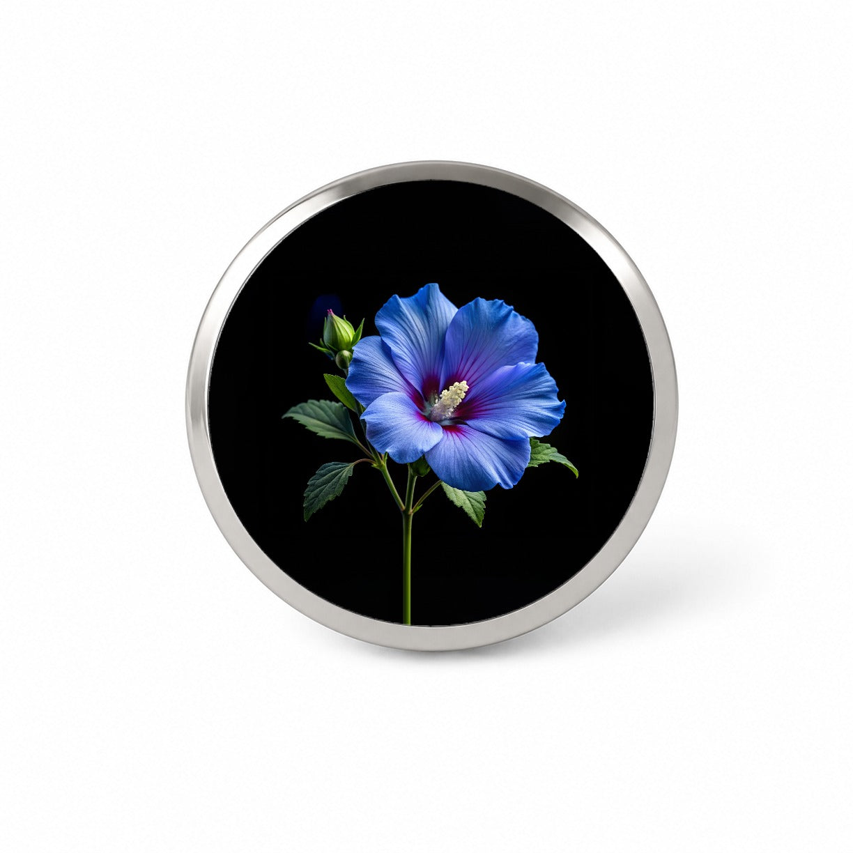 Blue Rose Of Sharon Flower Photo Novelty Hat Backpack Lapel Pin