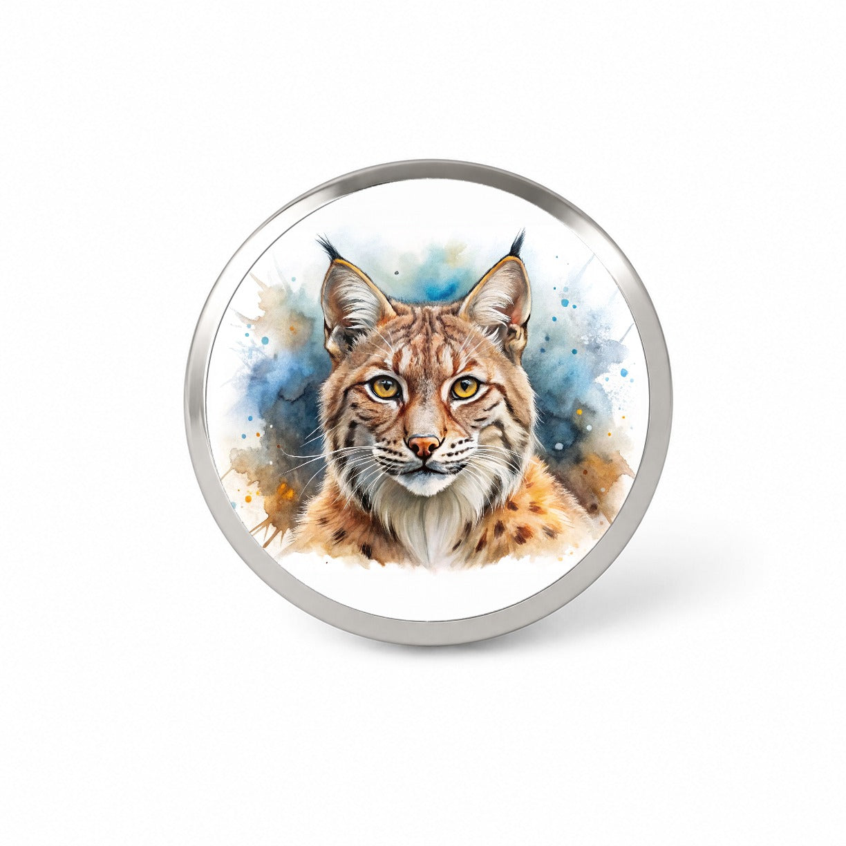Bobcat Watercolor Design Novelty Hat Backpack Lapel Pin