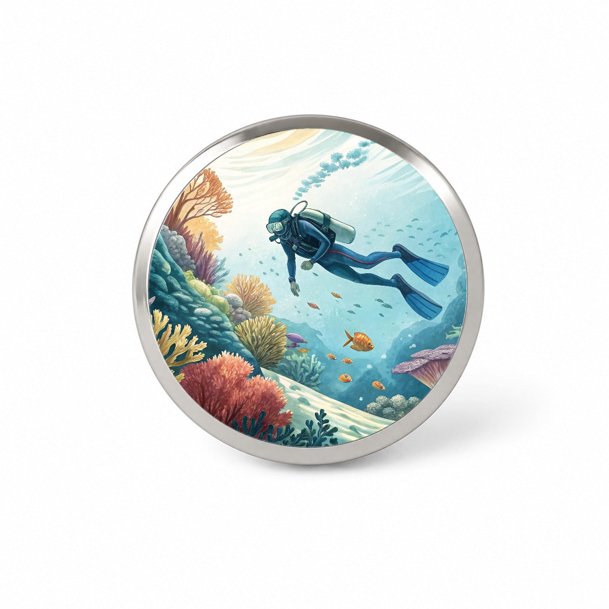 Diving Diver Exploring Underwater Novelty Hat Backpack Lapel Pin