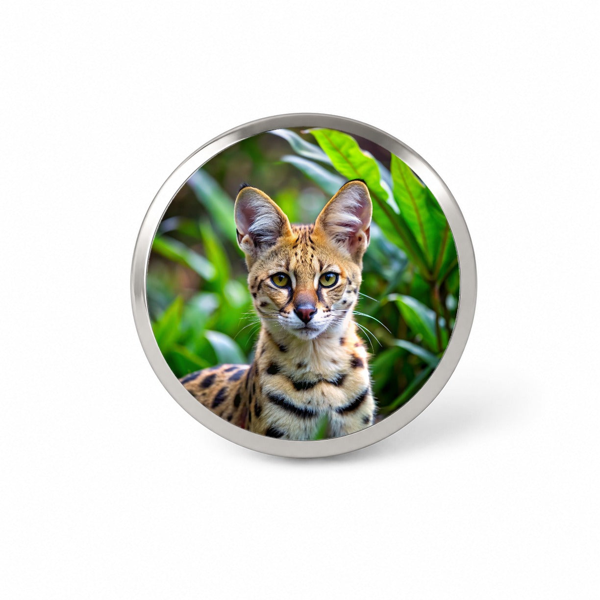 Serval Wild Cat Photo Novelty Hat Backpack Lapel Pin