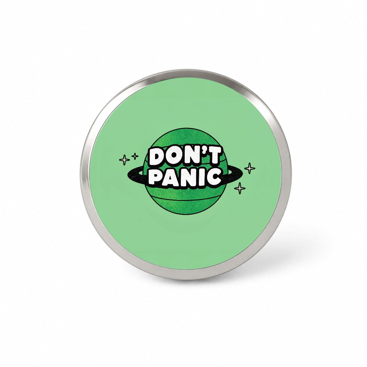 Don't Panic Funny Saying With Planet Novelty Hat Backpack Lapel Pin