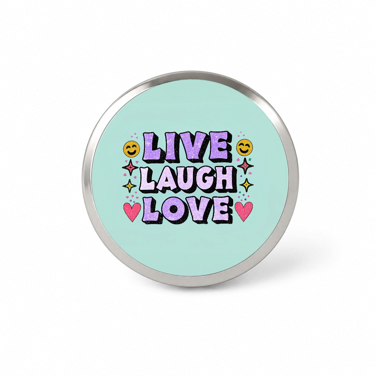 Live Laugh Love Funny Faces Hearts Novelty Hat Backpack Lapel Pin