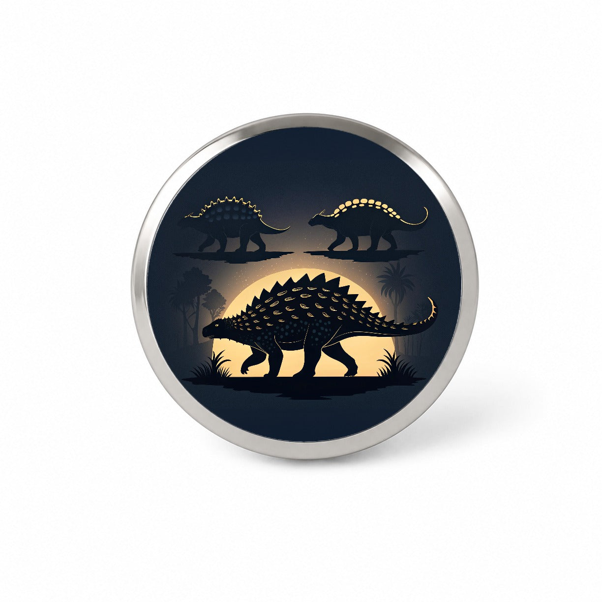 Ankylosaurus Silhouettes Walking Dinosaurs Novelty Hat Backpack Lapel Pin