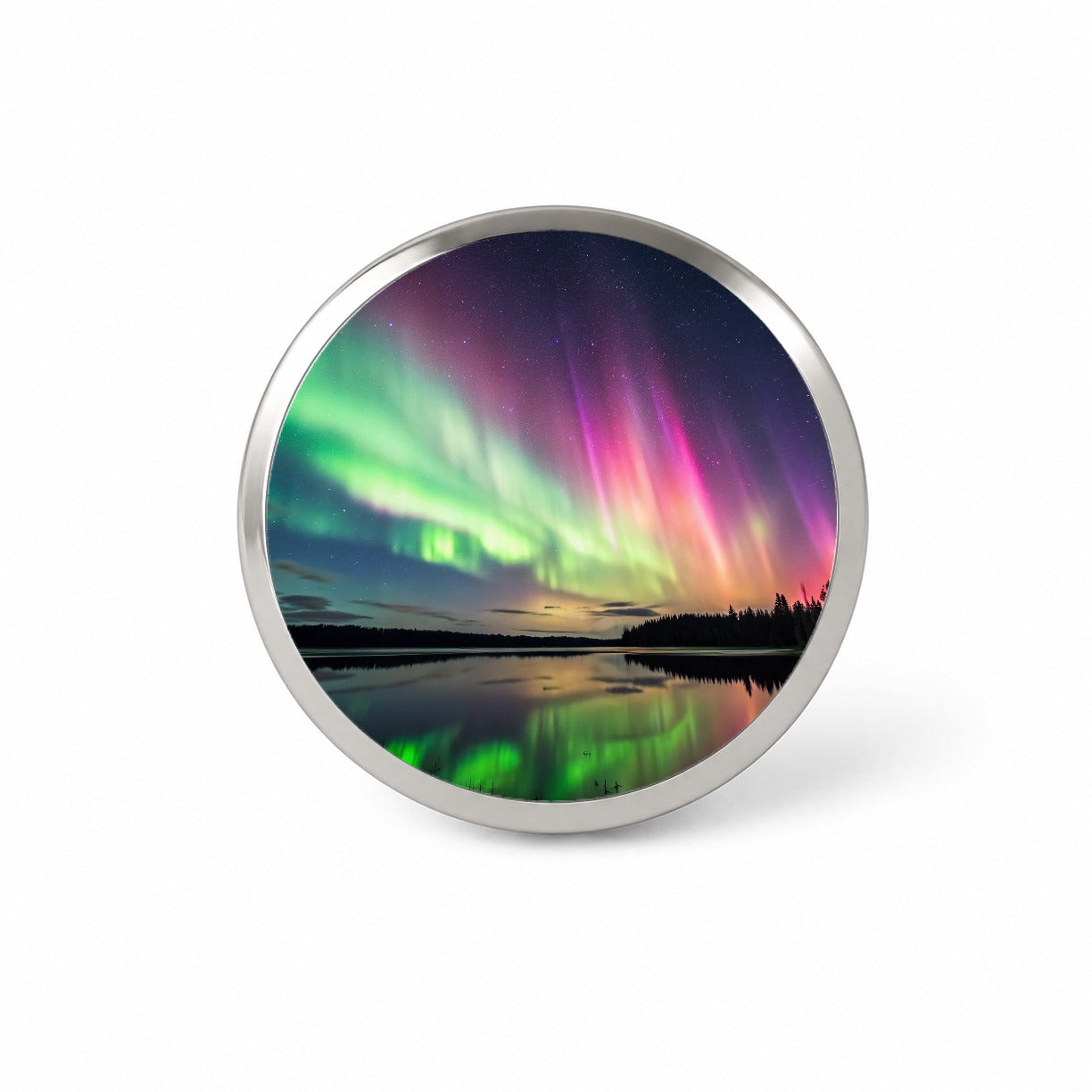 Aurora Borealis Northern Lights Over Lake Novelty Hat Backpack Lapel Pin