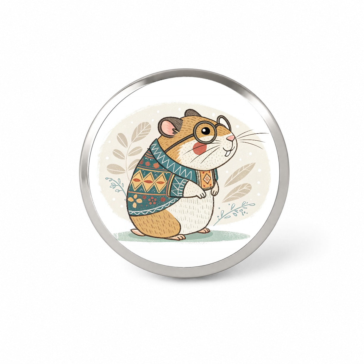 Cool Hamster Wearing Glasses Retro Illustration Novelty Hat Backpack Lapel Pin