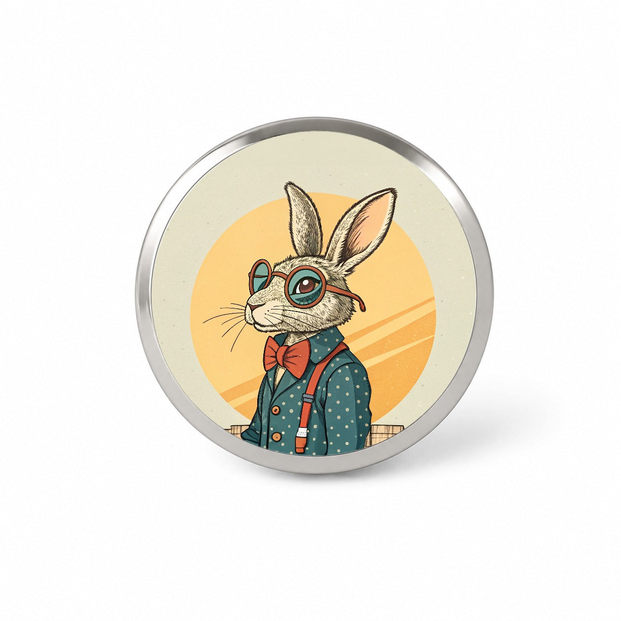 Cool Rabbit Wearing Glasses Retro Novelty Hat Backpack Lapel Pin