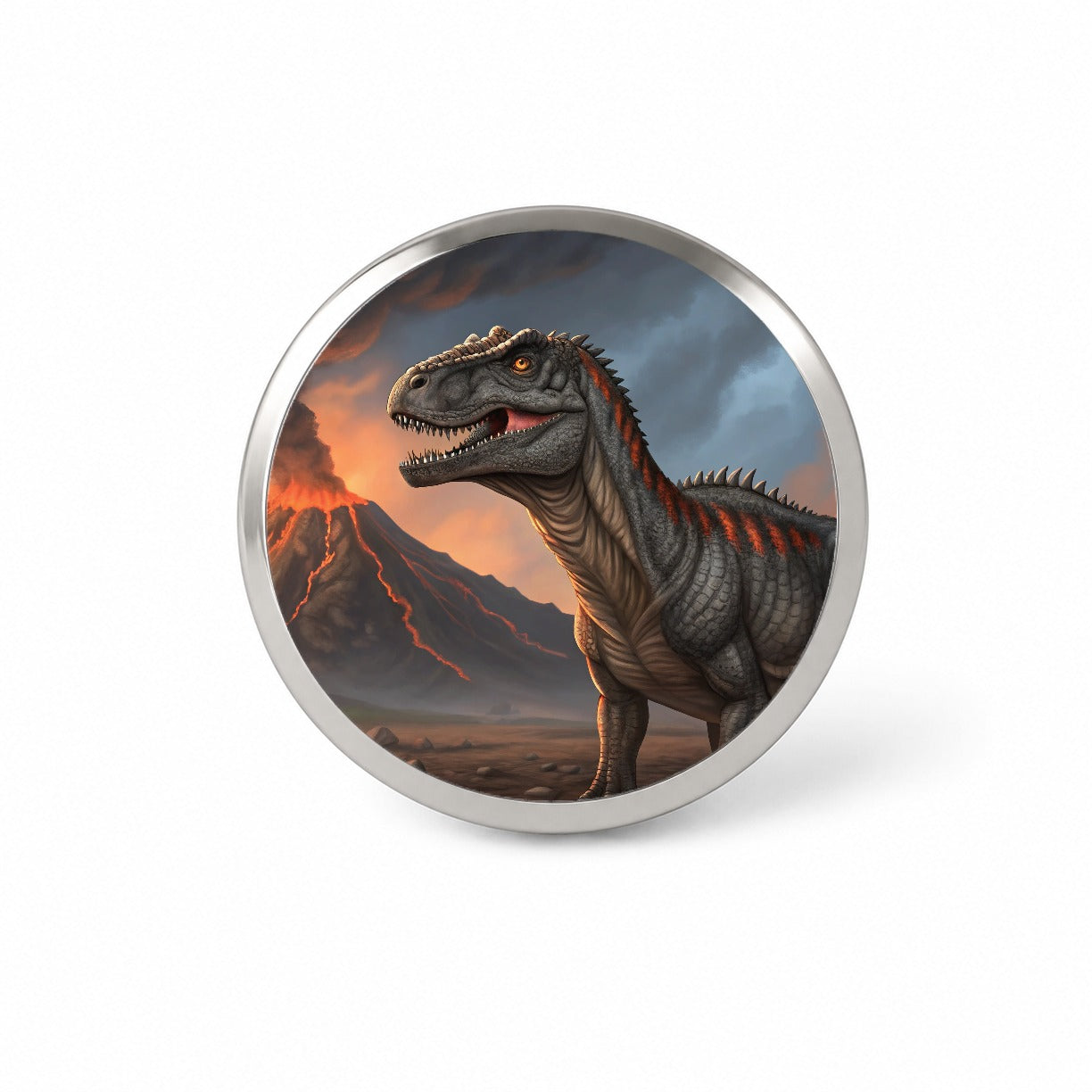 Giganotosaurus Volcano Erupting Dinosaur Novelty Hat Backpack Lapel Pin