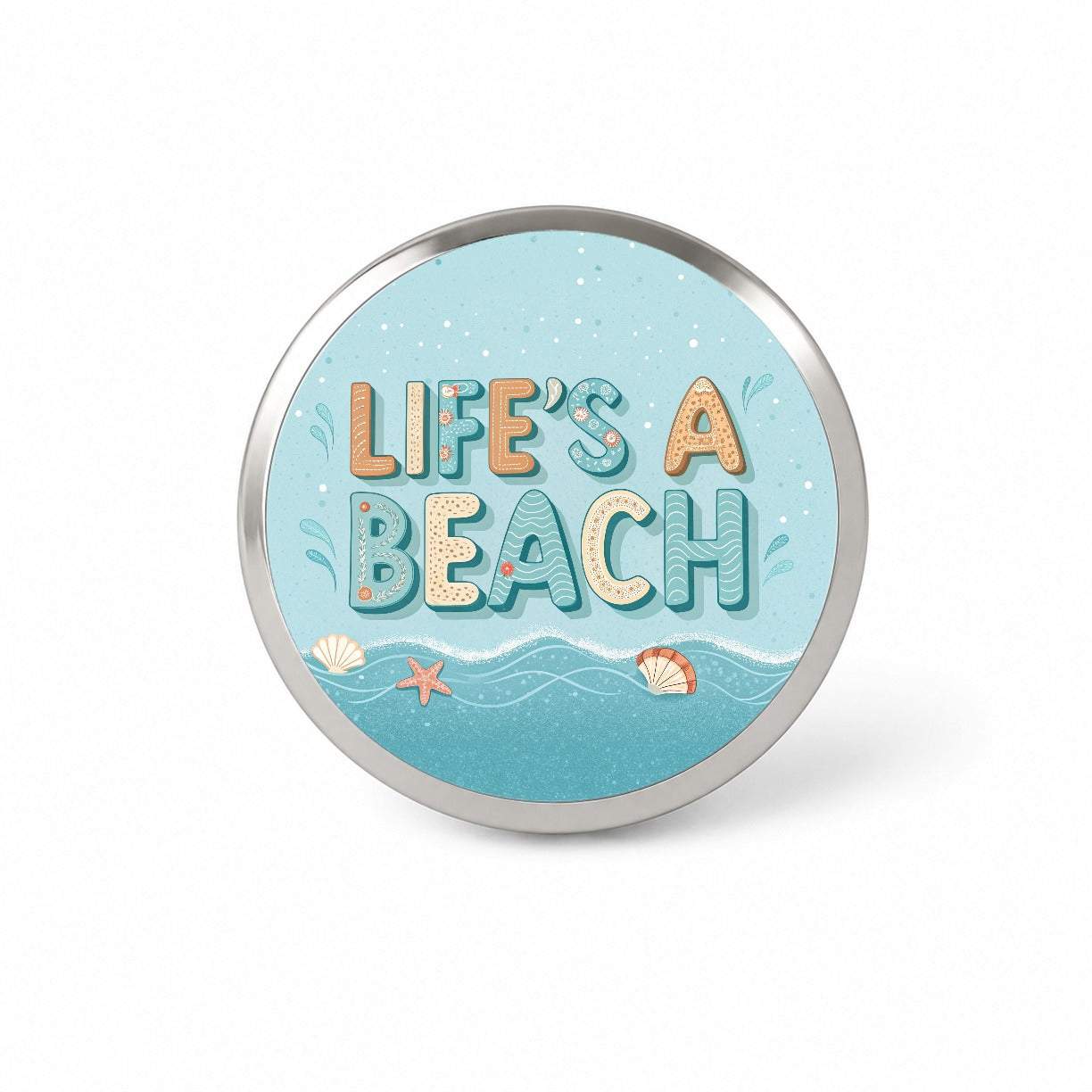 Life's A Beach Sea Foam Ocean Novelty Hat Backpack Lapel Pin