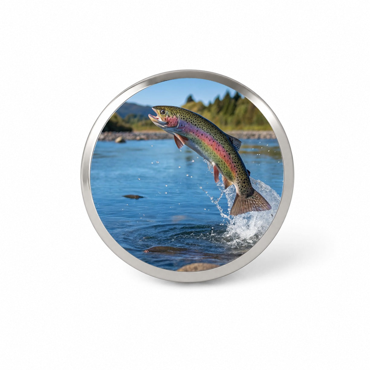 Rainbow Trout Fish Jumping Fishing Novelty Hat Backpack Lapel Pin