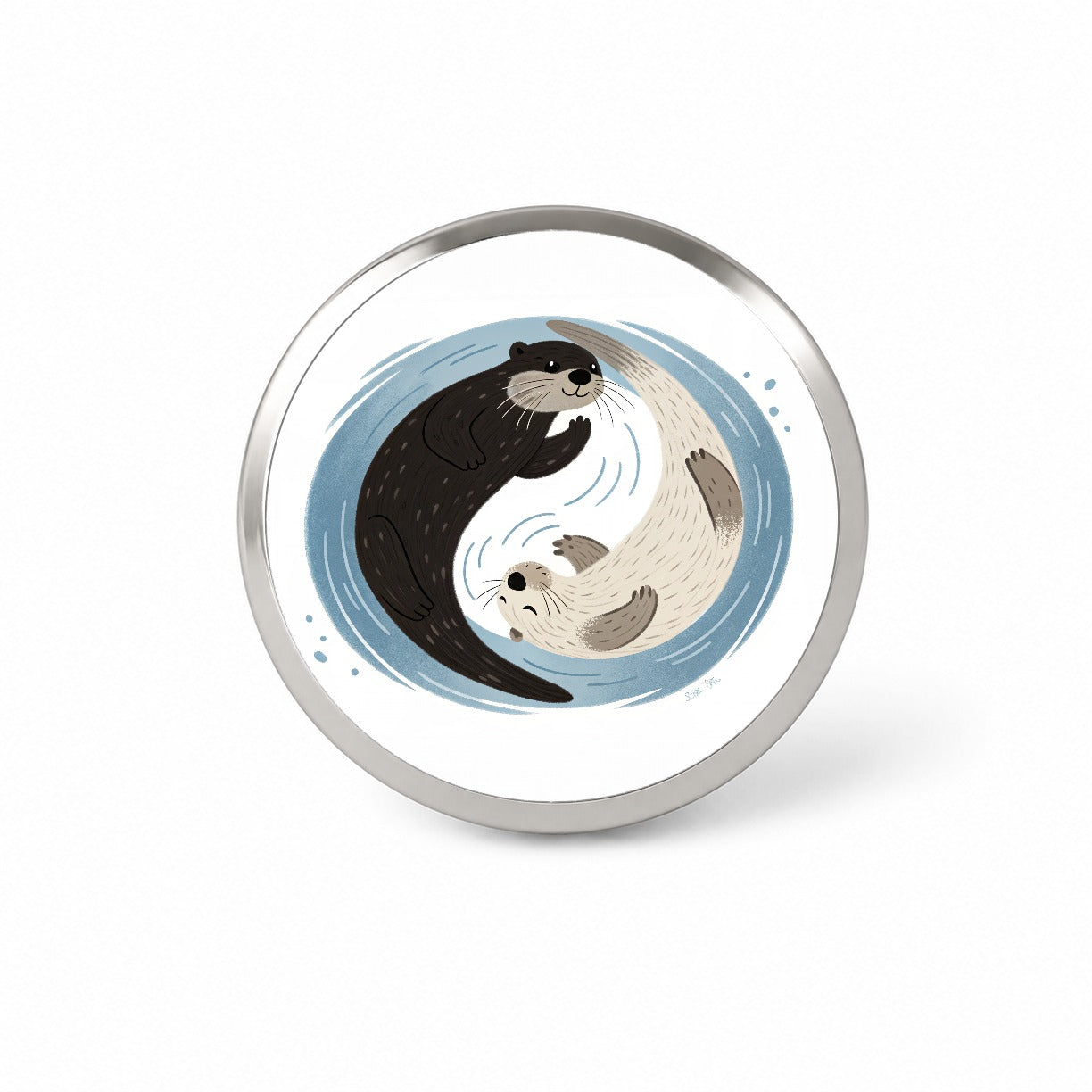 Two Otters Yin Yang Cute Novelty Hat Backpack Lapel Pin