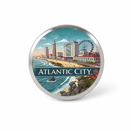 Atlantic City, New Jersey NJ Travel City State Stamp Novelty Hat Backpack Lapel Pin