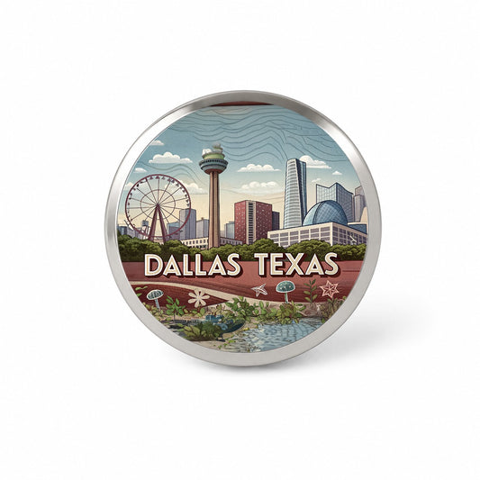 Dallas, Texas TX Travel City State Stamp Novelty Hat Backpack Lapel Pin