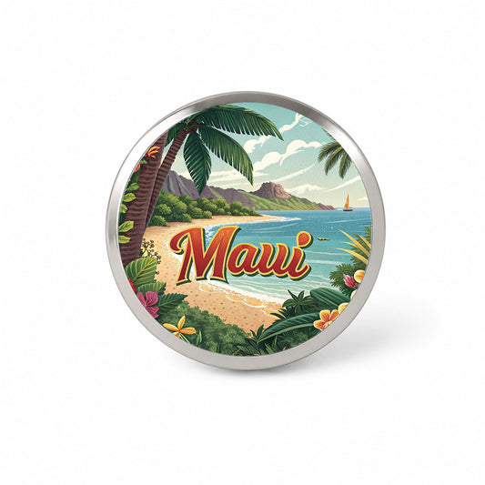Maui, Hawaii HI Tropical Travel City State Stamp Novelty Hat Backpack Lapel Pin